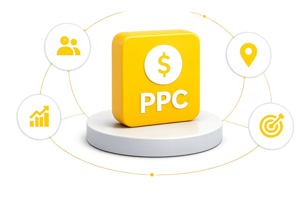 PPC advertising icons and connections
